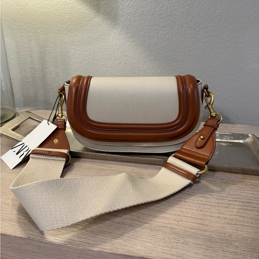 Zara Tan and Cream Women's Bag